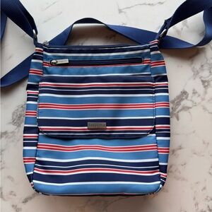 Baggallini Blue and Red Striped Crossbody Bag